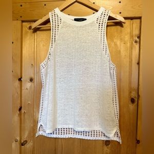 Sanctuary Tank Top with Sheer Front & Open Designed Back in White Womens Medium